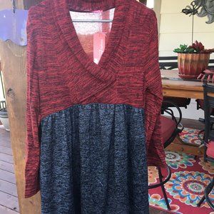 Simply Aster Red and Black Tunic, Size XL